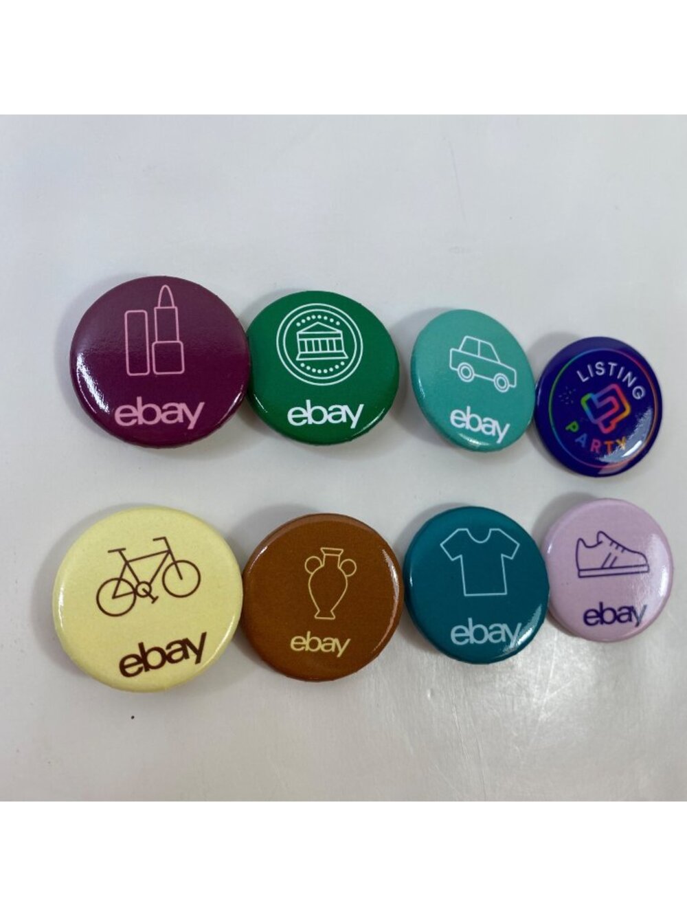 Set Of 8 Colorful eBay Pinback Buttons & Badges eBayana